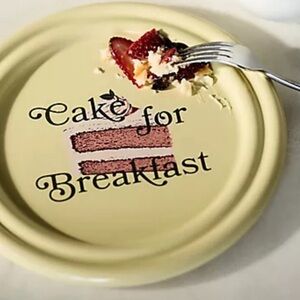 Anthropologie Ariane Stoneware Dessert Plate | Cake for Breakfast | Yellow | NIB